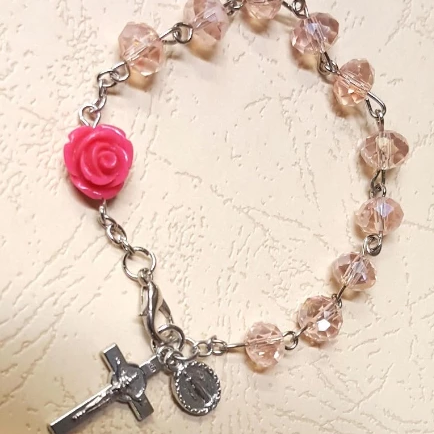 Pink Rosary Bracelet | Fashion Jewellery Outlet | Fashion Jewellery Outlet