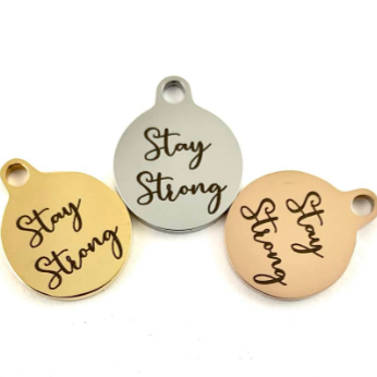 Stay Strong Round Engraved Charm | Fashion Jewellery Outlet | Fashion Jewellery Outlet